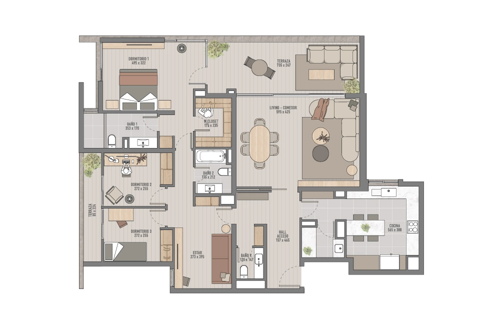 Planta 3D 3B depto.166 m2 Edificio Alderete Cook II