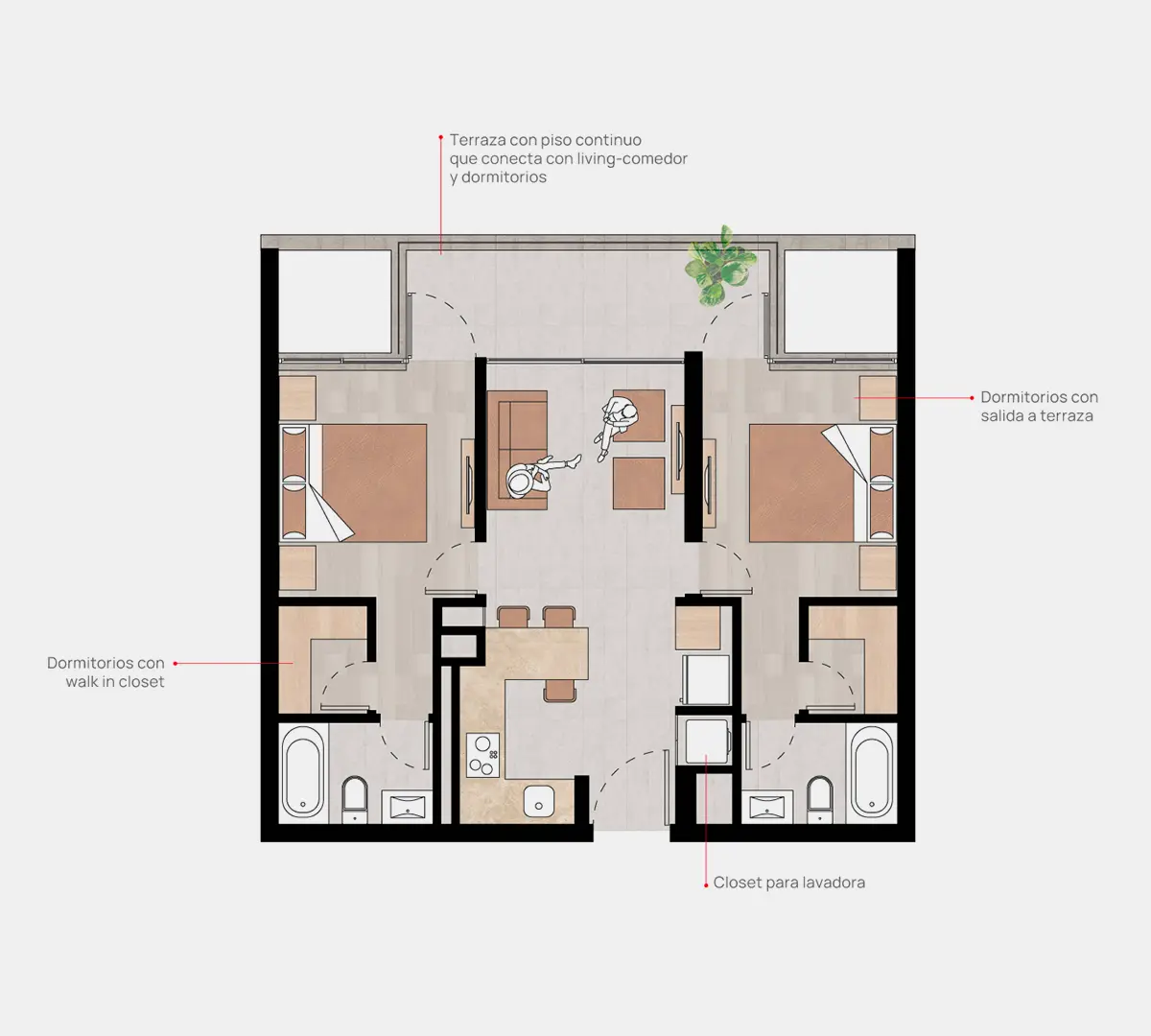 Planta 2D 2B 63m2 Edificio Insigne