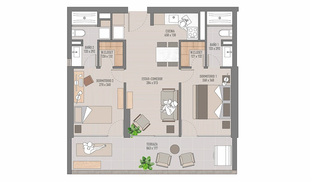 Planta 2D 2B depto 79 m2 edificio Lyon Bilbao de Almagro