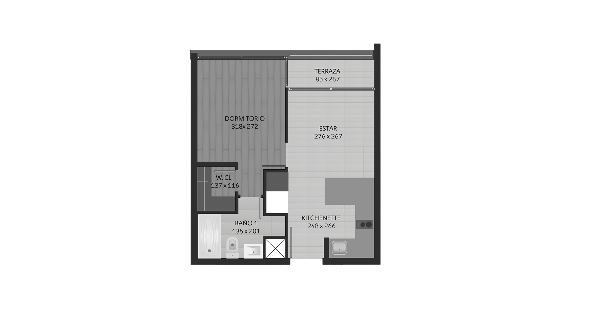 Planta 1D 1B 37m2 Edificio San Eugenio